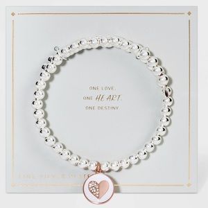 Rose-Gold two-tone beaded charm bracelet